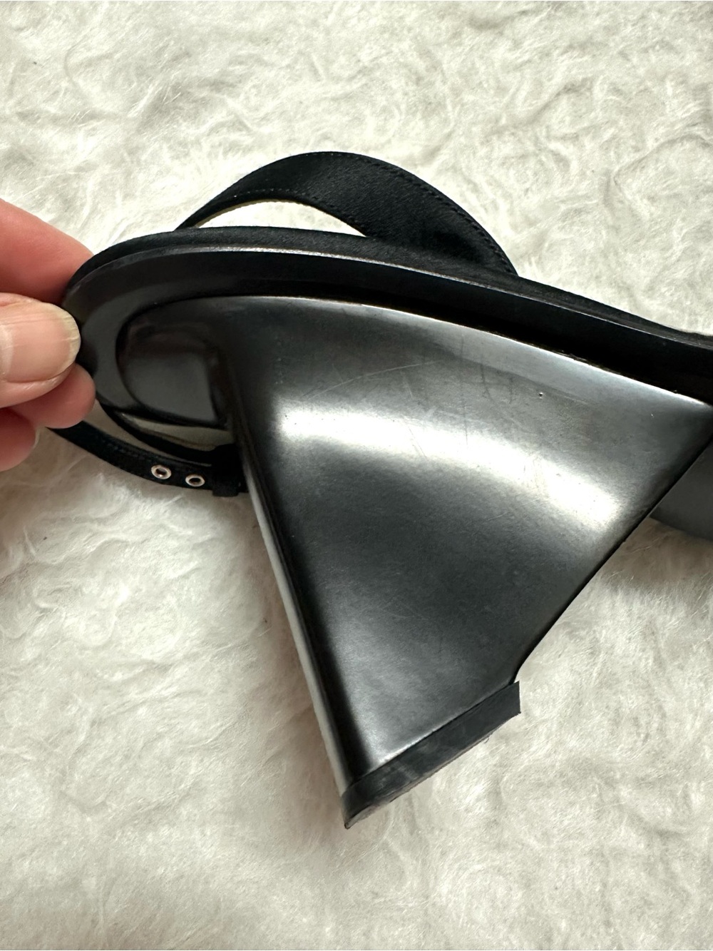 Prada Black Textured Front Strap Ankle-Strap Heels - Picture 5 of 10